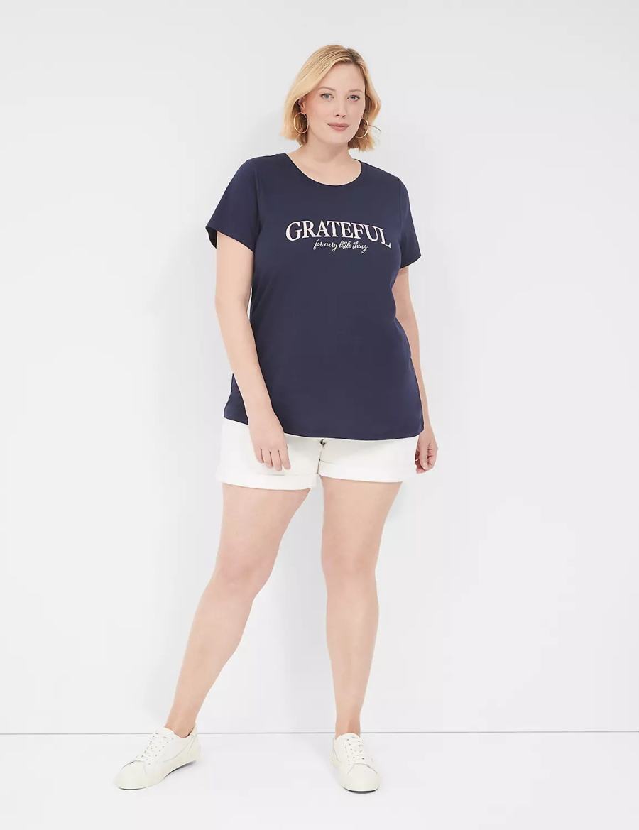 μπλουζακια γυναικεια Lane Bryant Grateful Graphic Tee μπλε | OAW5411KQ