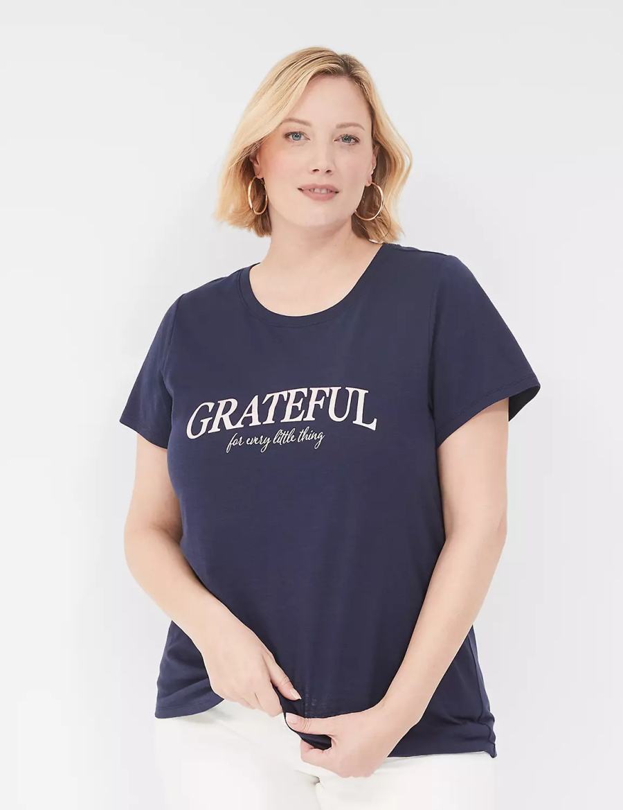 μπλουζακια γυναικεια Lane Bryant Grateful Graphic Tee μπλε | OAW5411KQ