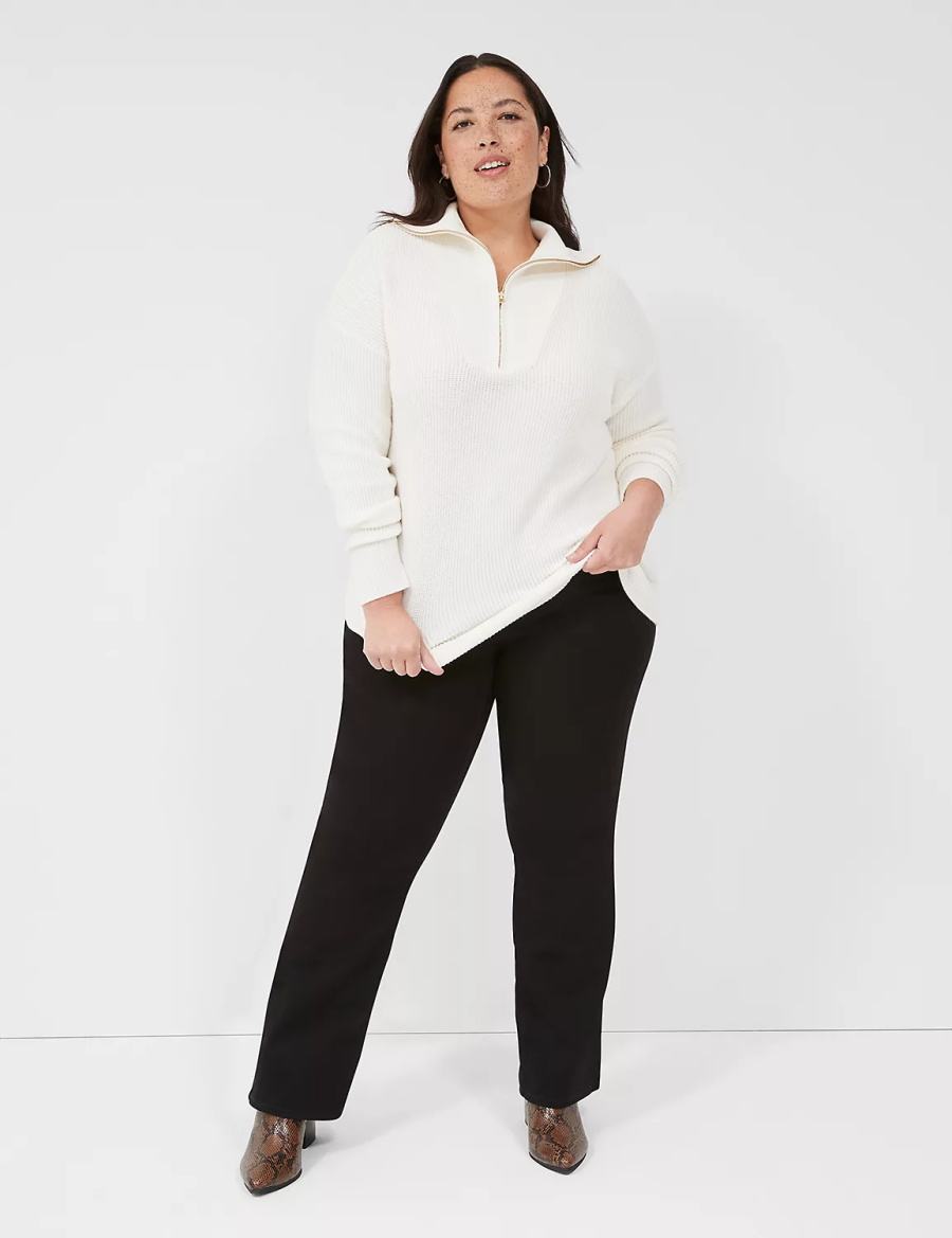 Πουλόβερ γυναικεια Lane Bryant Half-Zip Mock-Neck ασπρα | YUK8936ZQ