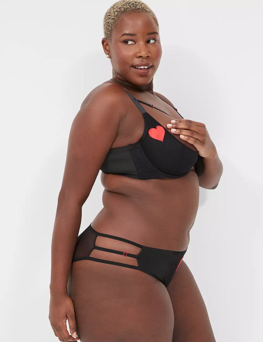 Μπραλέτες γυναικεια Lane Bryant Heart Quarter Cup μαυρα | XLA3936WK