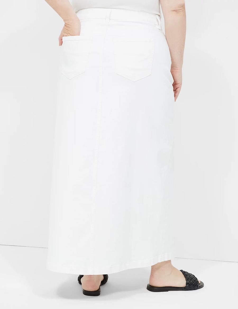 φουστεσ γυναικεια Lane Bryant High-Rise Denim Maxi ασπρα | YIY9415CR