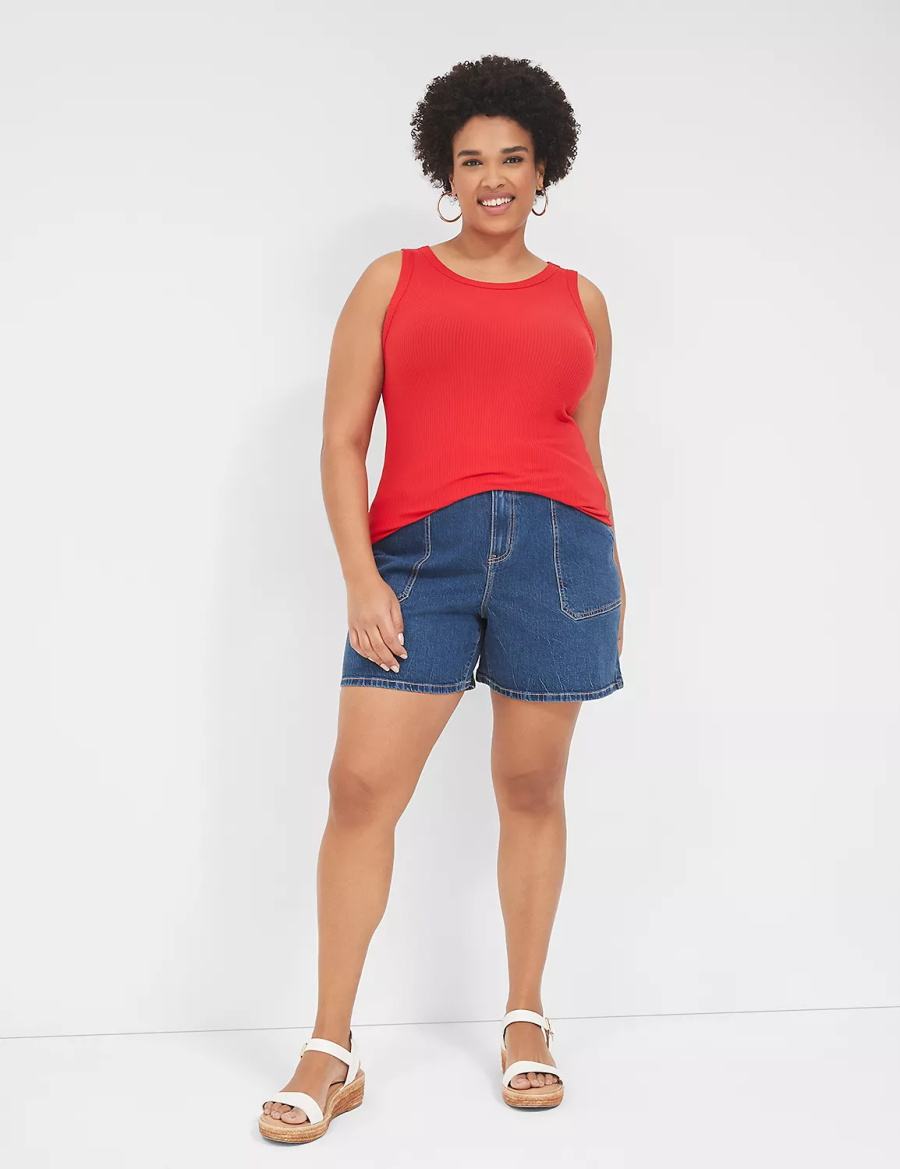 Σορτσ γυναικεια Lane Bryant High-Rise Utility Jean ανοιχτο μπλε | LXF7168KA