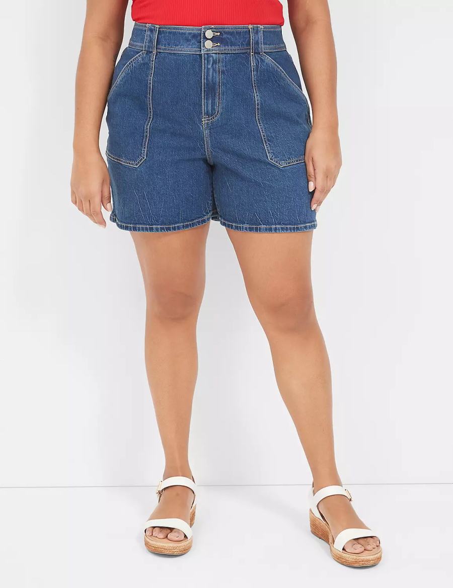 Σορτσ γυναικεια Lane Bryant High-Rise Utility Jean ανοιχτο μπλε | LXF7168KA