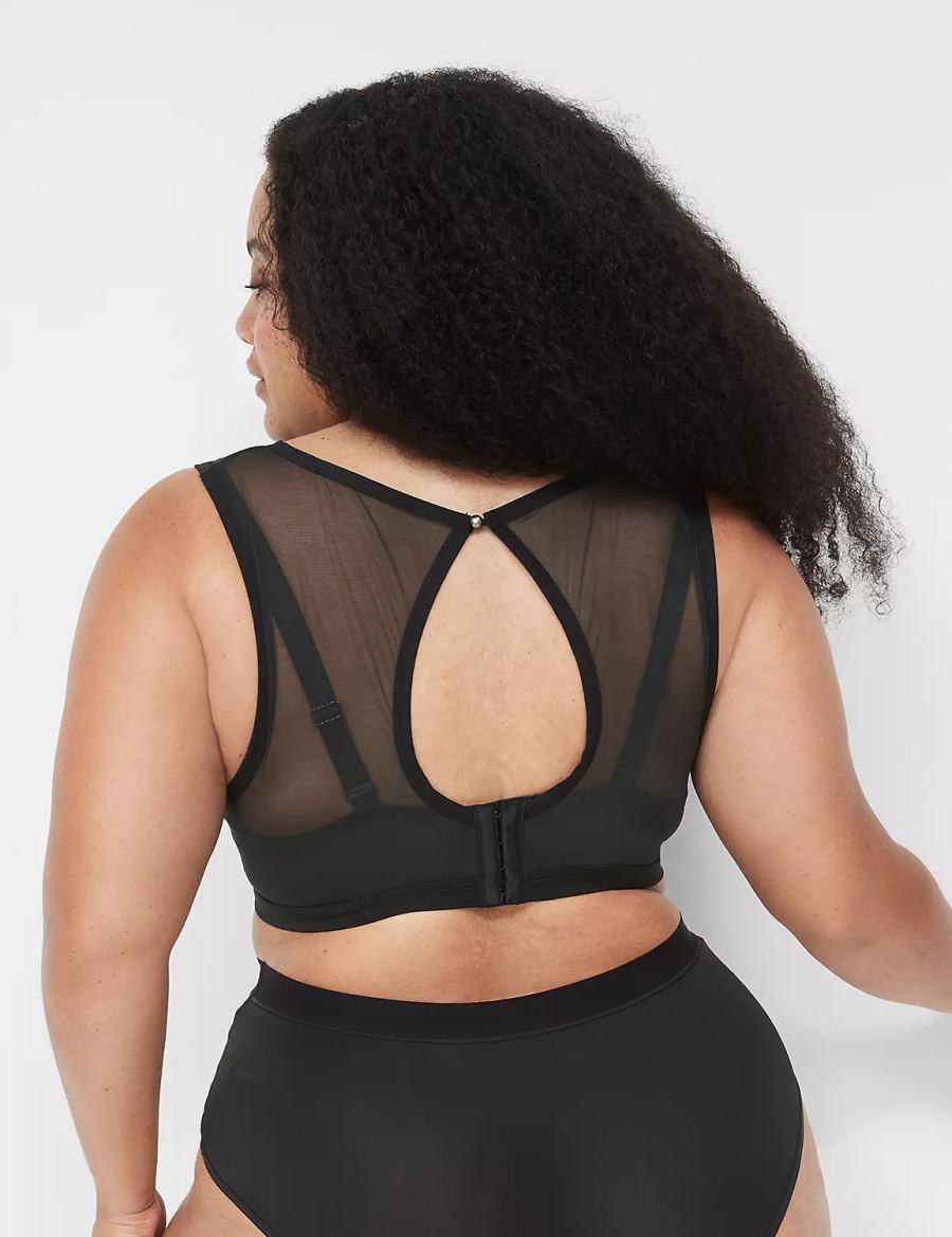 Μπραλέτες γυναικεια Lane Bryant High Apex With Mesh Overlay μαυρα | WQU6240IS