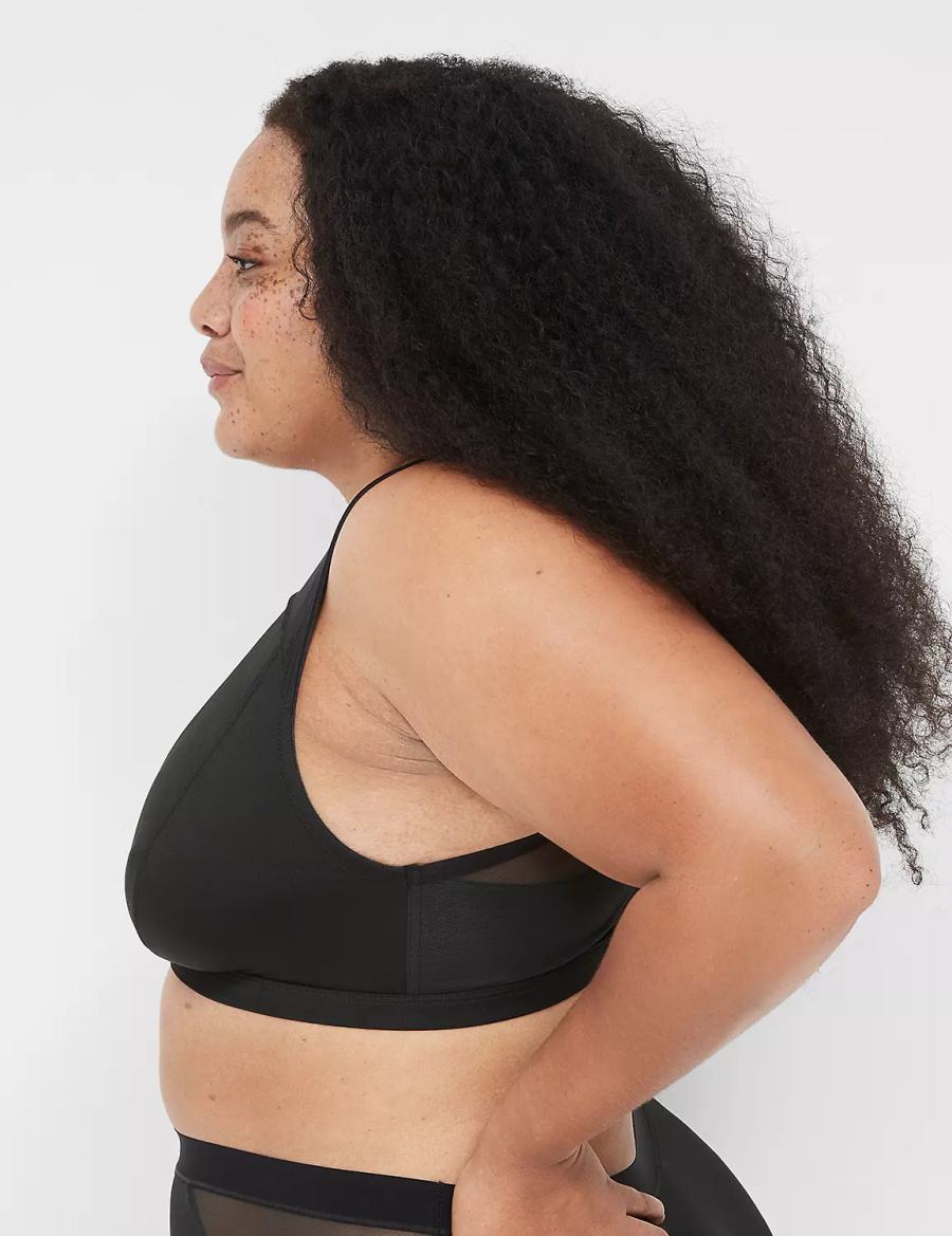 Μπραλέτες γυναικεια Lane Bryant High Apex With Mesh Overlay μαυρα | WQU6240IS