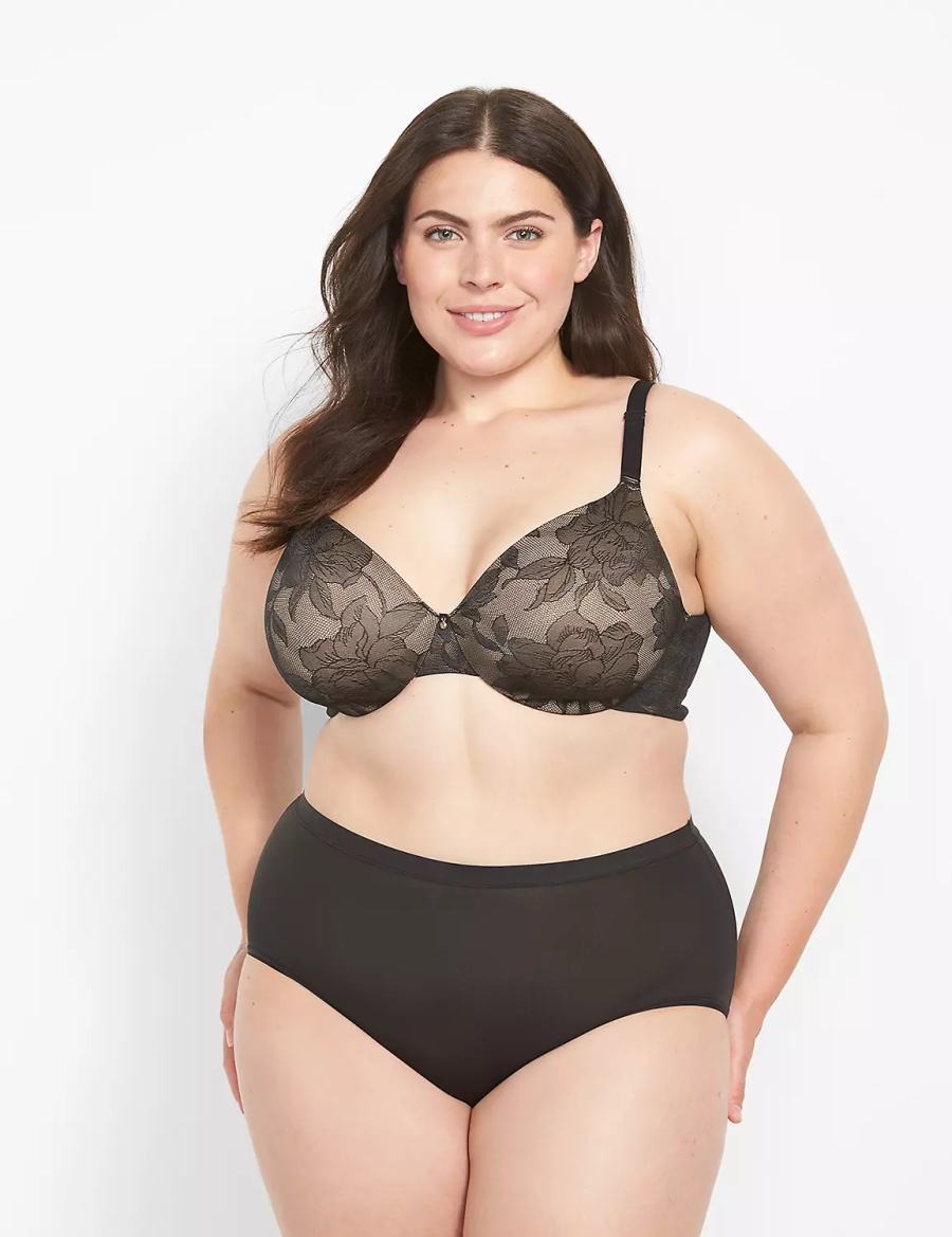 Μπραλέτες γυναικεια Lane Bryant Invisible Lace Backsmoother Lightly Lined Full Coverage μαυρα | YFQ5970ZB