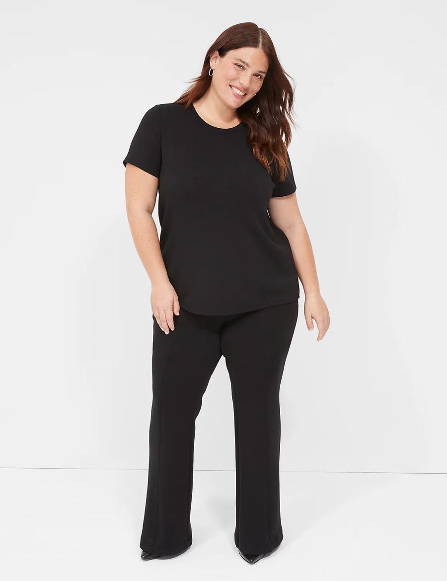 Παντελονι γυναικεια Lane Bryant Journey Knit Flare μαυρα | NOV7521RM