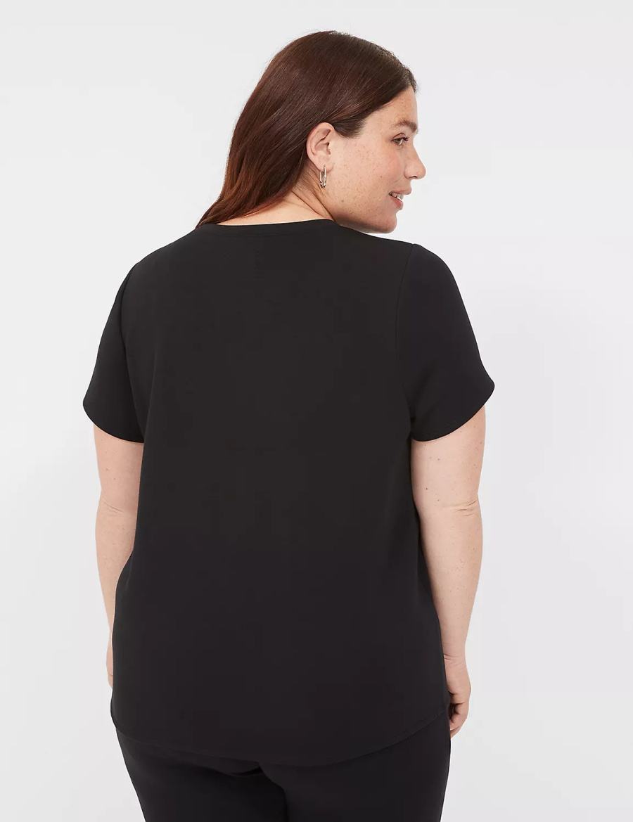 μπλουζακια γυναικεια Lane Bryant Journey Short-Sleeve Tee μαυρα | AFE766KJ