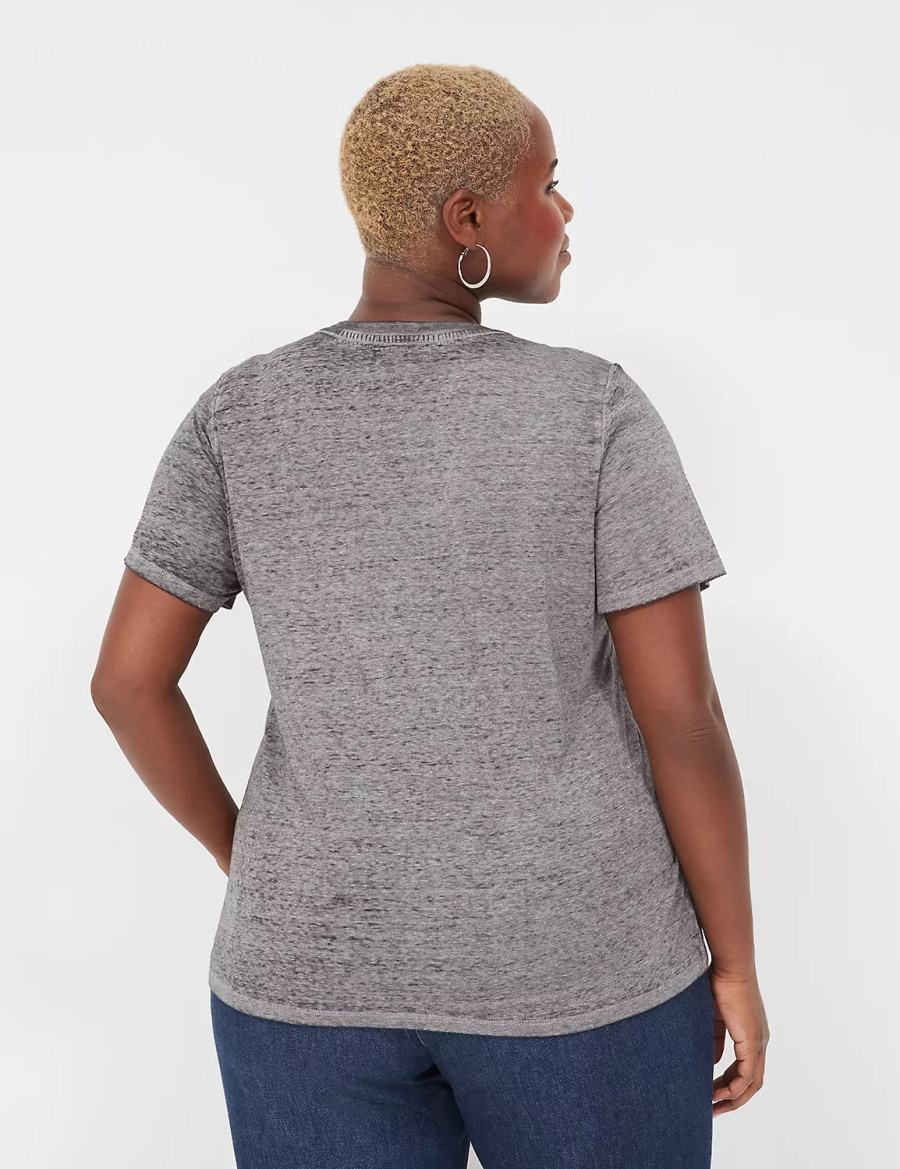 μπλουζακια γυναικεια Lane Bryant Kindness Always Matters Burnout Graphic Tee σκούρο γκρι | WWQ8660KN