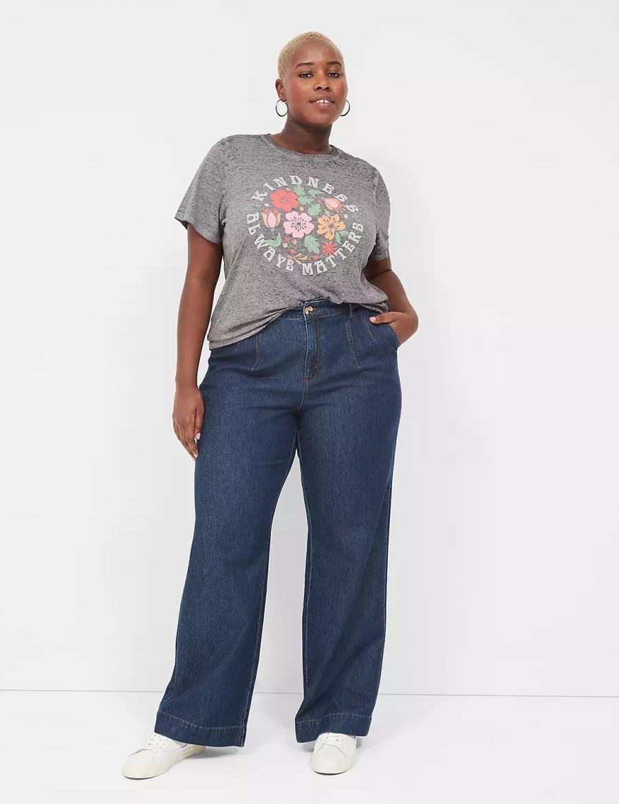 μπλουζακια γυναικεια Lane Bryant Kindness Always Matters Burnout Graphic Tee σκούρο γκρι | WWQ8660KN