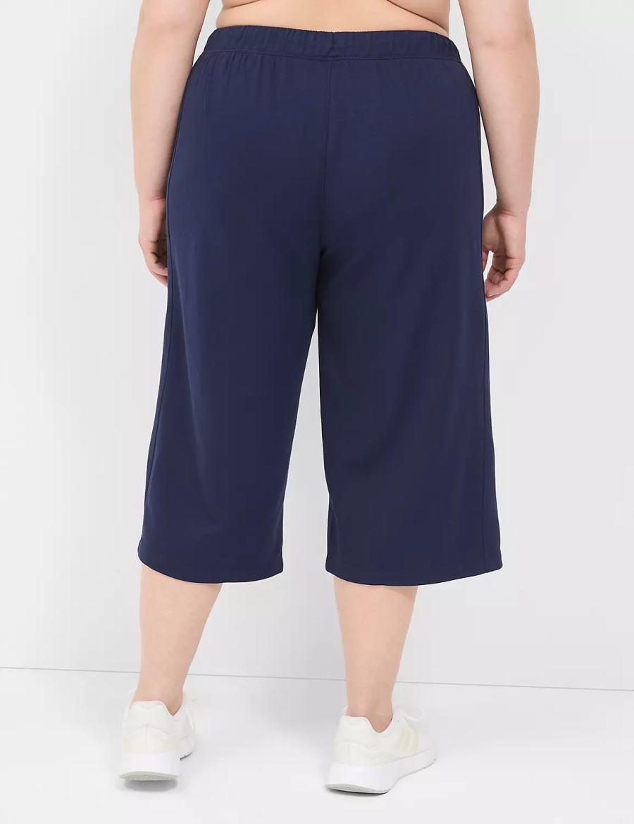 Παντελονι γυναικεια Lane Bryant LIVI French Terry Relaxed Straight Capri σκουρο μπλε | TFV6575XI