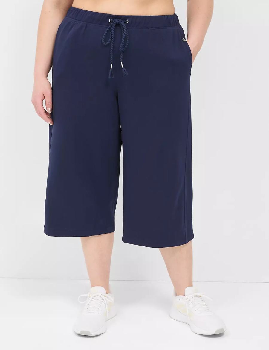 Παντελονι γυναικεια Lane Bryant LIVI French Terry Relaxed Straight Capri σκουρο μπλε | TFV6575XI