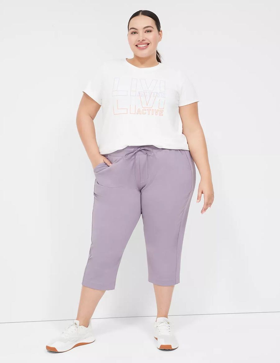 Παντελονι γυναικεια Lane Bryant LIVI Knit Capri μωβ Ελιά | RRN1284BW