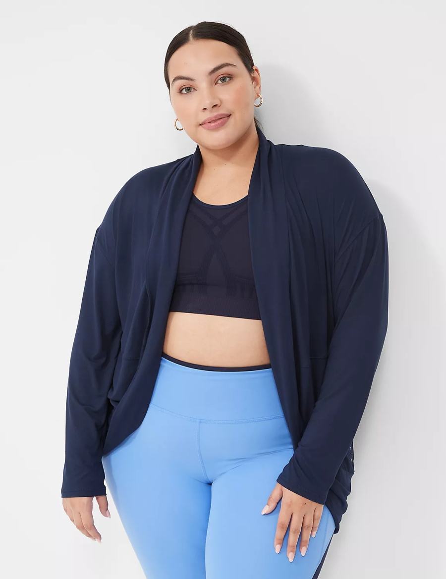 Μπουρνούζι γυναικεια Lane Bryant LIVI Recycled LIVI Soft Cocoon Overpiece σκουρο μπλε | LRR7931FA