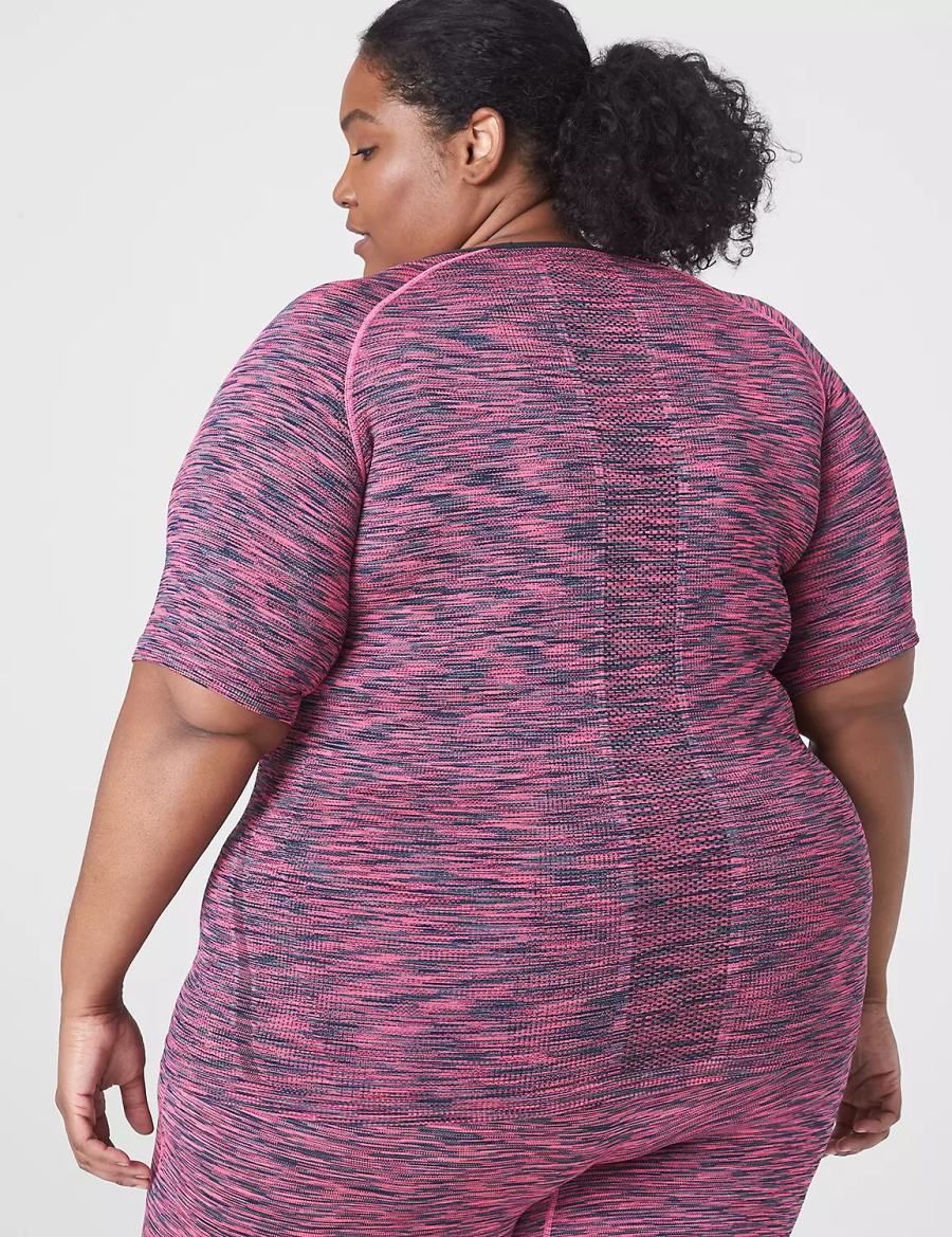 μπλουζακια γυναικεια Lane Bryant LIVI Seamless Fitted Spacedye Top ροζ | LKJ126HP