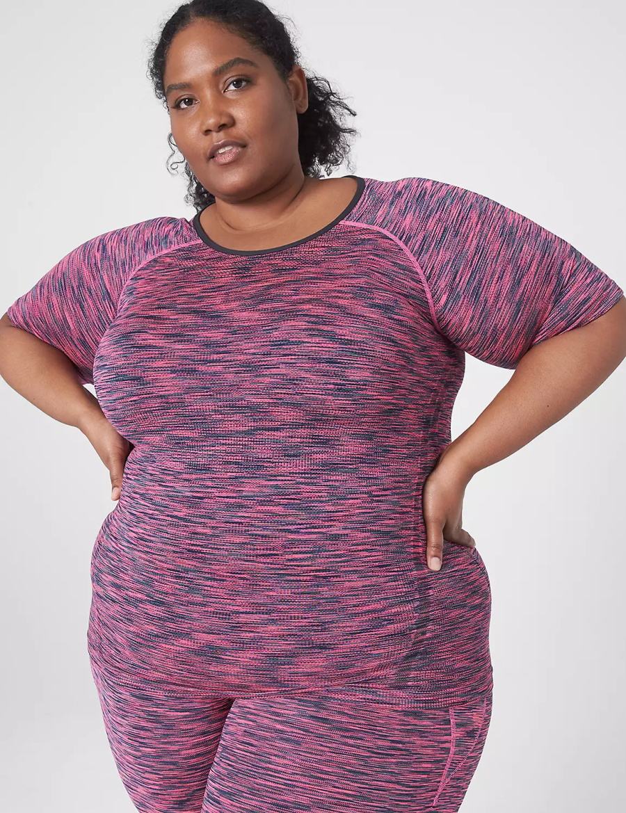 μπλουζακια γυναικεια Lane Bryant LIVI Seamless Fitted Spacedye Top ροζ | LKJ126HP