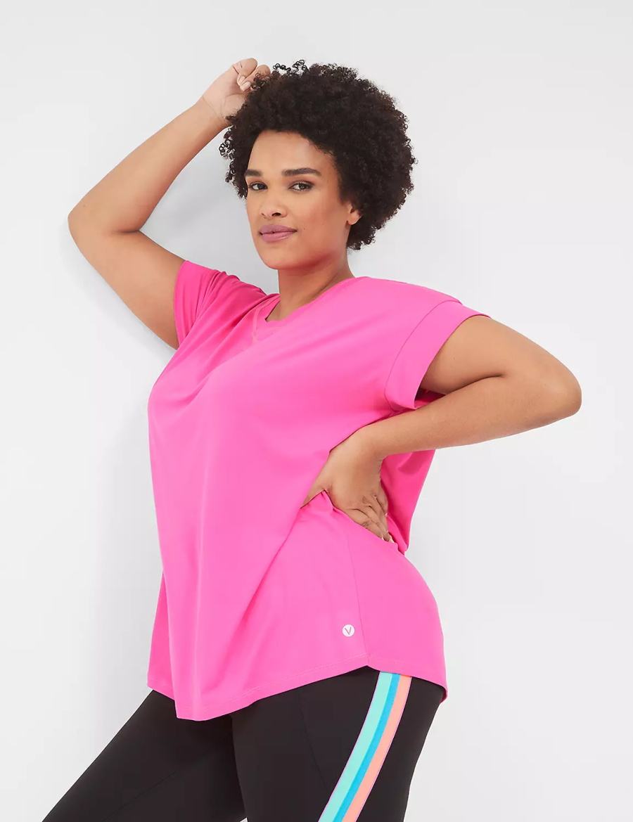 μπλουζακια γυναικεια Lane Bryant LIVI Soft Crew-Neck Recycled Tee ανοιχτο ροζ | DZH6223WY