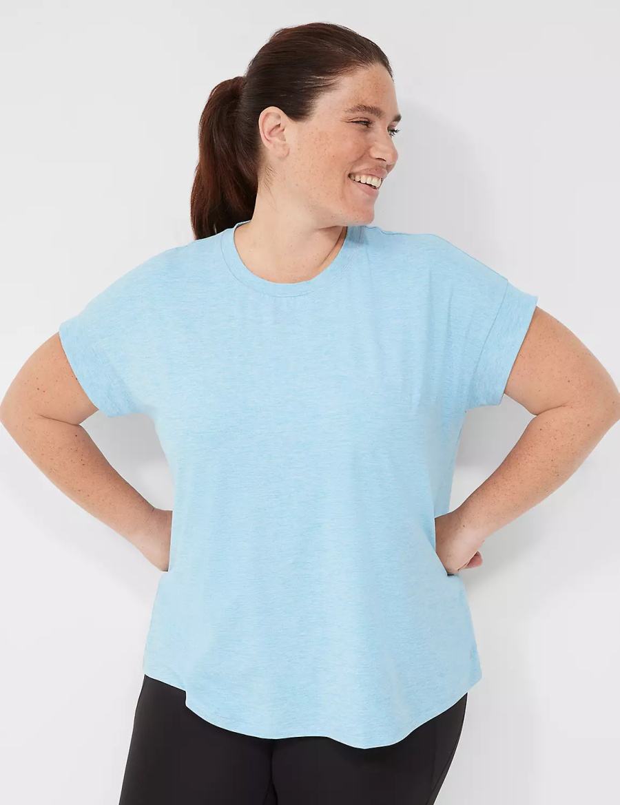 μπλουζακια γυναικεια Lane Bryant LIVI Soft Crew-Neck Recycled Tee μπλε | CJN6065YD