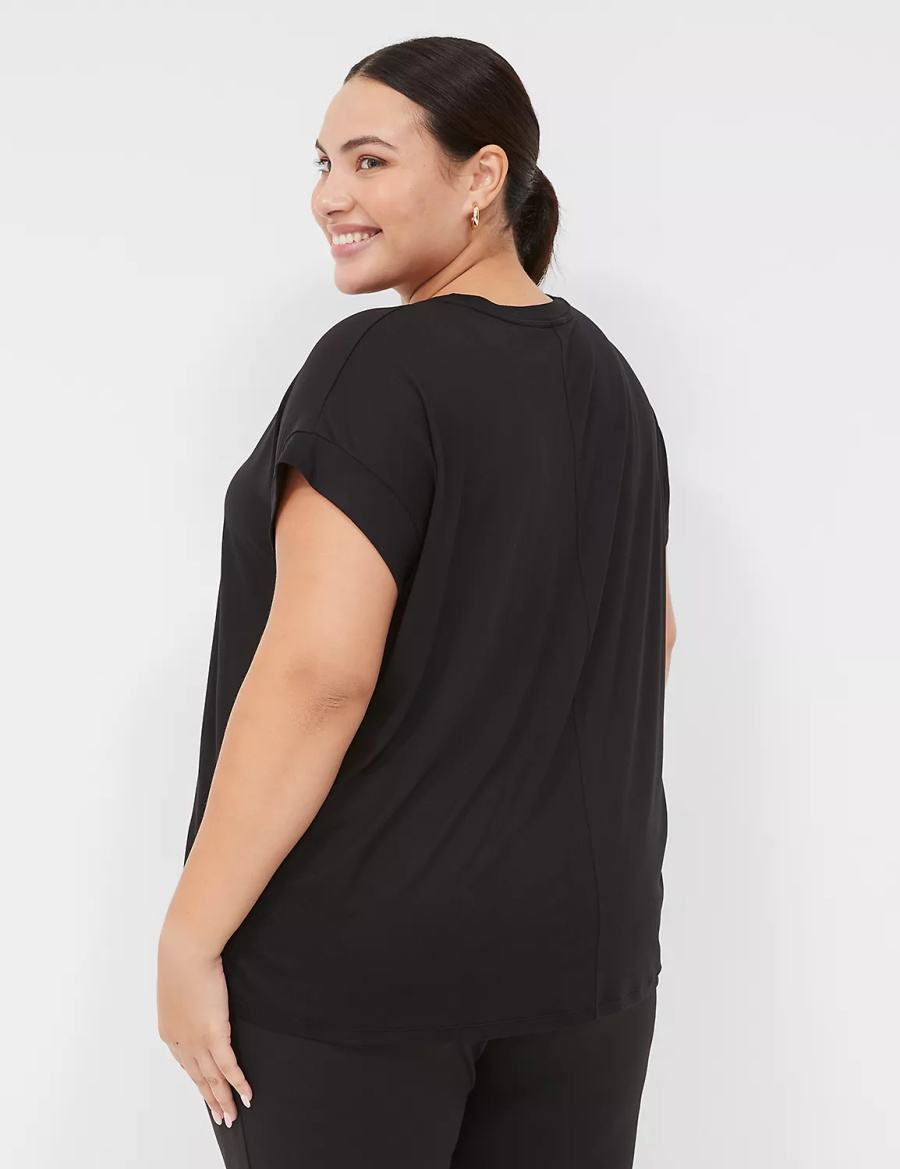 μπλουζακια γυναικεια Lane Bryant LIVI Soft Crew-Neck Recycled Tee μαυρα | DTV5964LD