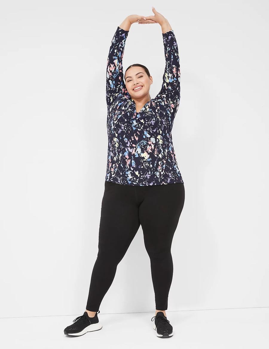 μπλουζακια γυναικεια Lane Bryant LIVI Soft Long-Sleeve Recycled Tee μαυρα Πολύχρωμο | PXN8791WJ