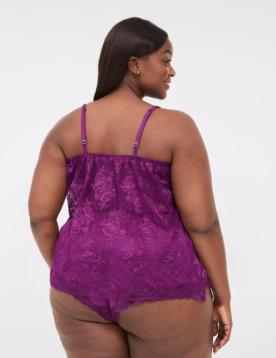 Πιζάμες γυναικεια Lane Bryant Lace-Back Cami & Short Set μωβ | CXJ4558BK