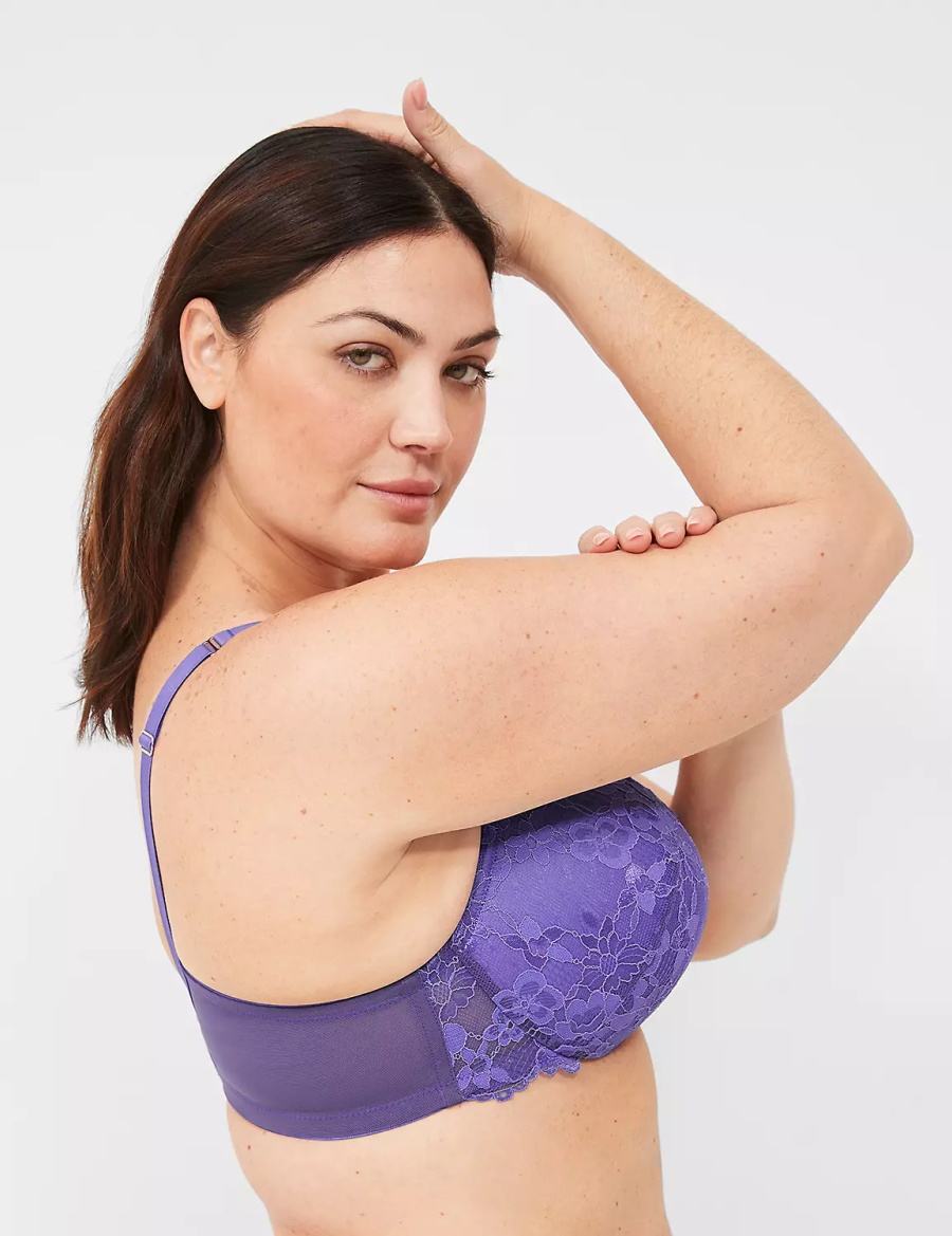 Μπραλέτες γυναικεια Lane Bryant Lace Max Boost Plunge μωβ | TEF8380YF