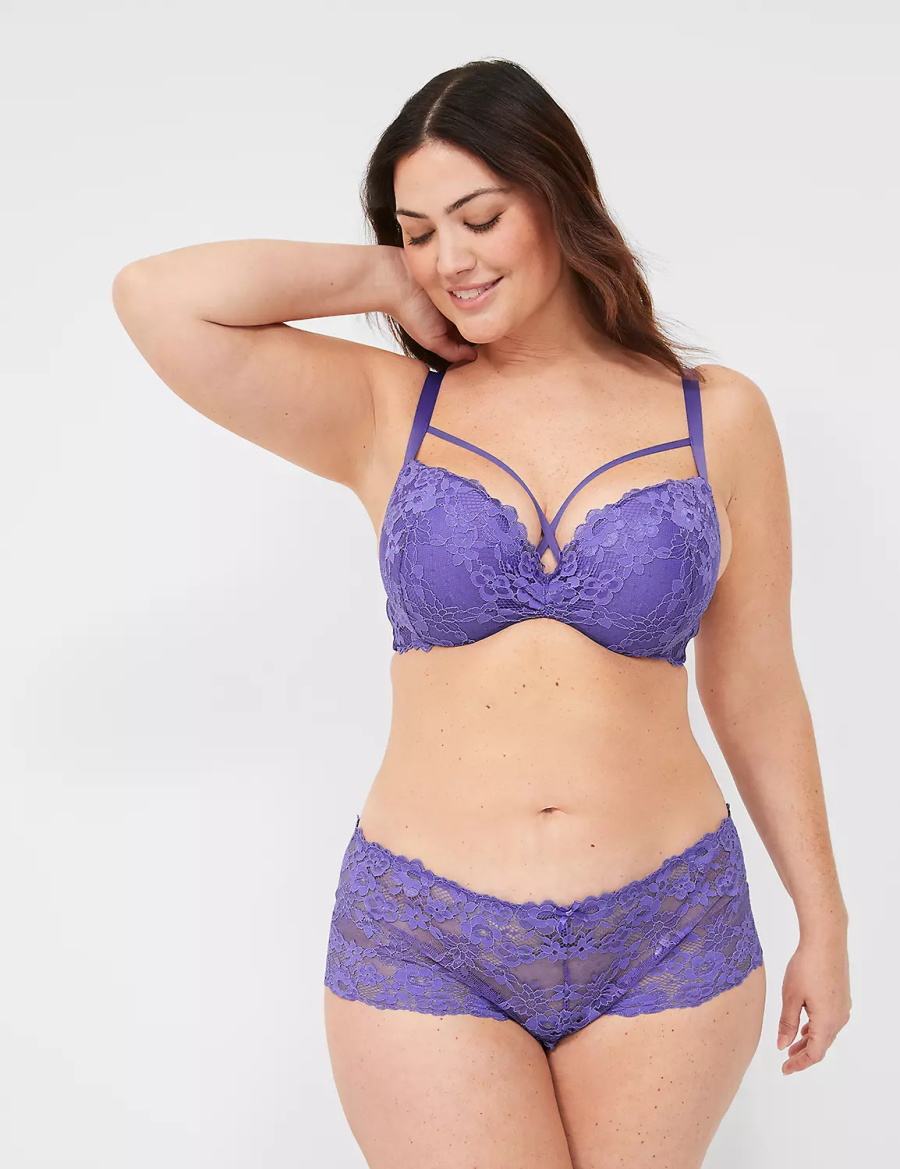 Μπραλέτες γυναικεια Lane Bryant Lace Max Boost Plunge μωβ | TEF8380YF