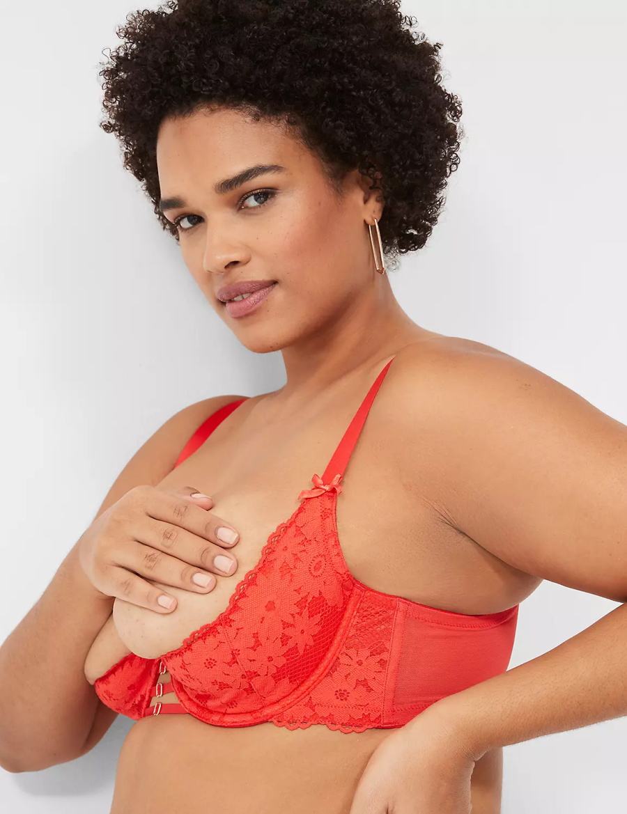 Μπραλέτες γυναικεια Lane Bryant Lace Quarter Cup βαθυ κοκκινα | SRY5661UM