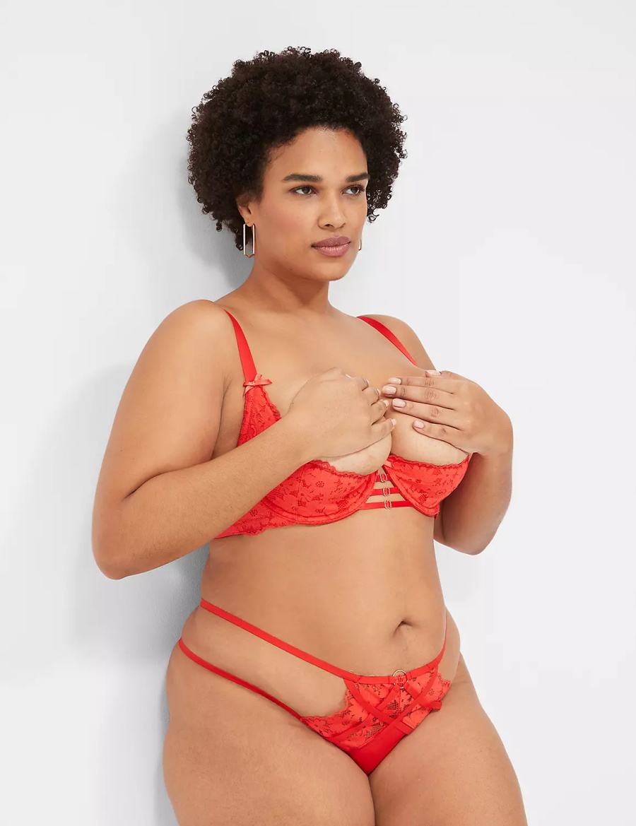 Μπραλέτες γυναικεια Lane Bryant Lace Quarter Cup βαθυ κοκκινα | SRY5661UM