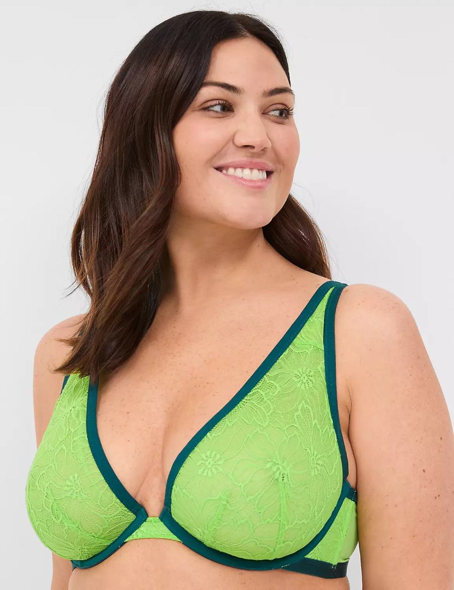 Μπραλέτες γυναικεια Lane Bryant Lace Unlined High Apex πρασινο | QER6821NN