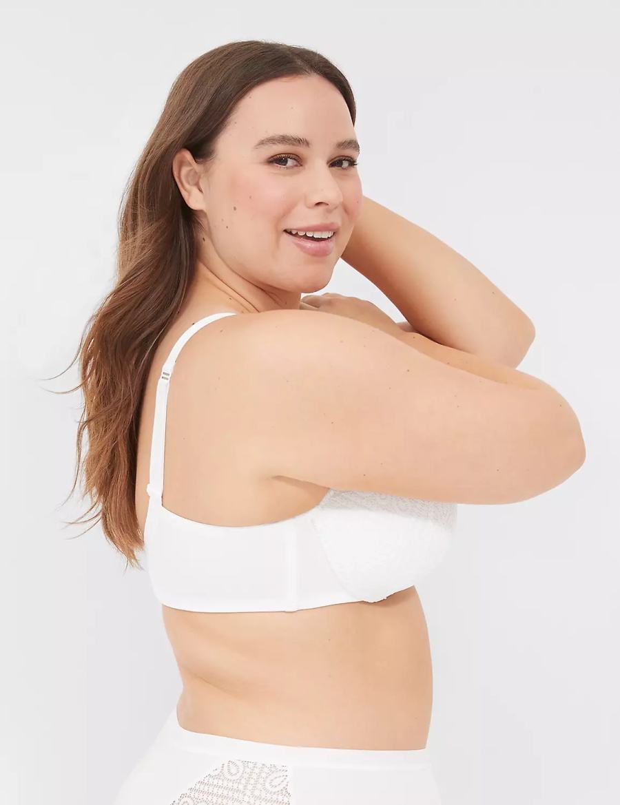 Μπραλέτες γυναικεια Lane Bryant Lightly Lined Full Coverage With Lace ασπρα | ENS6782TU