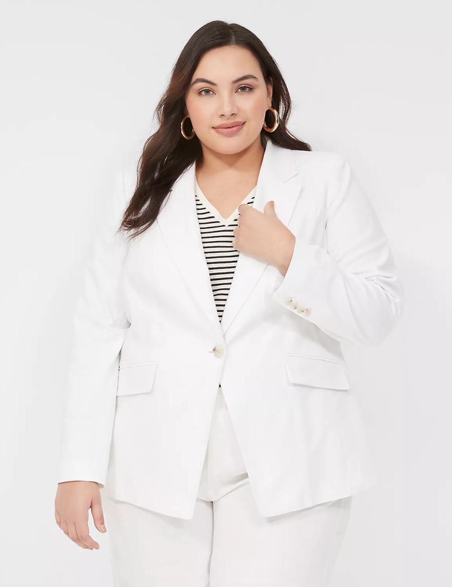 Μπλέιζερ γυναικεια Lane Bryant Linen One-Button ασπρα | FDX1397CL