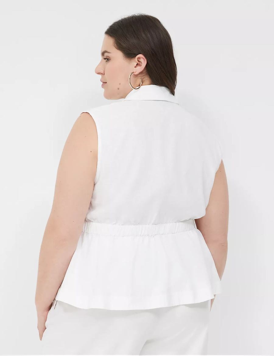 Γιλεκο γυναικεια Lane Bryant Linen Peplum ασπρα | ESS3290YJ