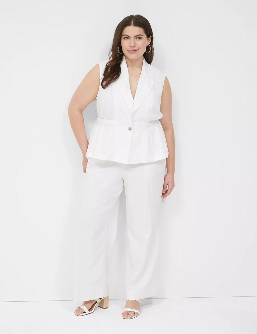 Γιλεκο γυναικεια Lane Bryant Linen Peplum ασπρα | ESS3290YJ