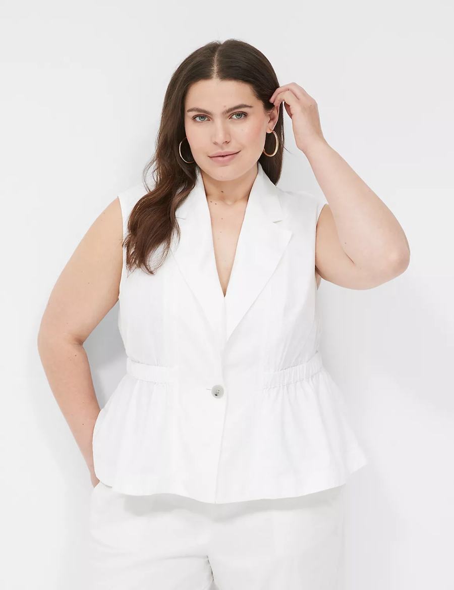 Γιλεκο γυναικεια Lane Bryant Linen Peplum ασπρα | ESS3290YJ