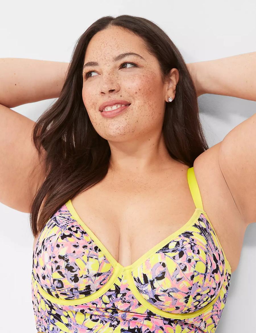 Μπραλέτες γυναικεια Lane Bryant Longline Demi κίτρινα Πολύχρωμο | MWL8271ZW