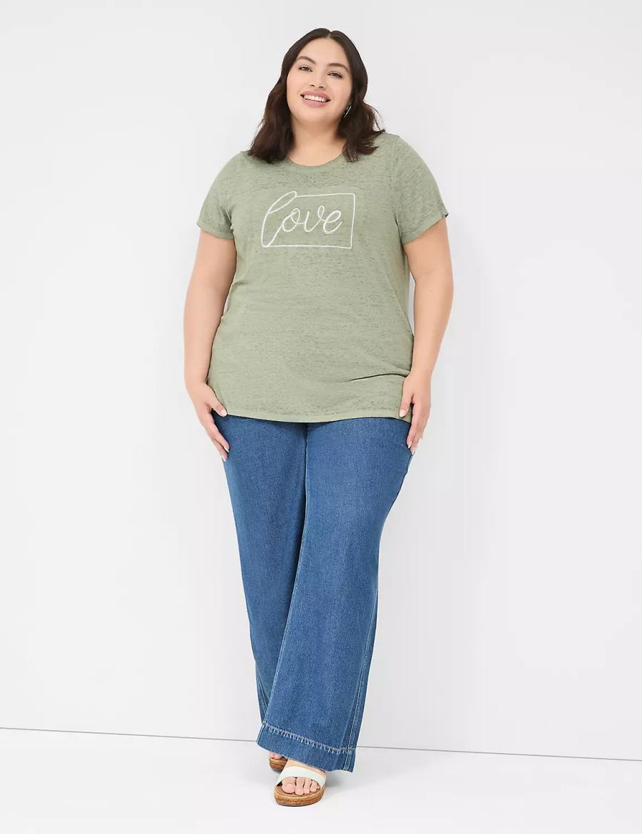 μπλουζακια γυναικεια Lane Bryant Love Graphic Tee Ελιά πρασινο | BSO7650GO