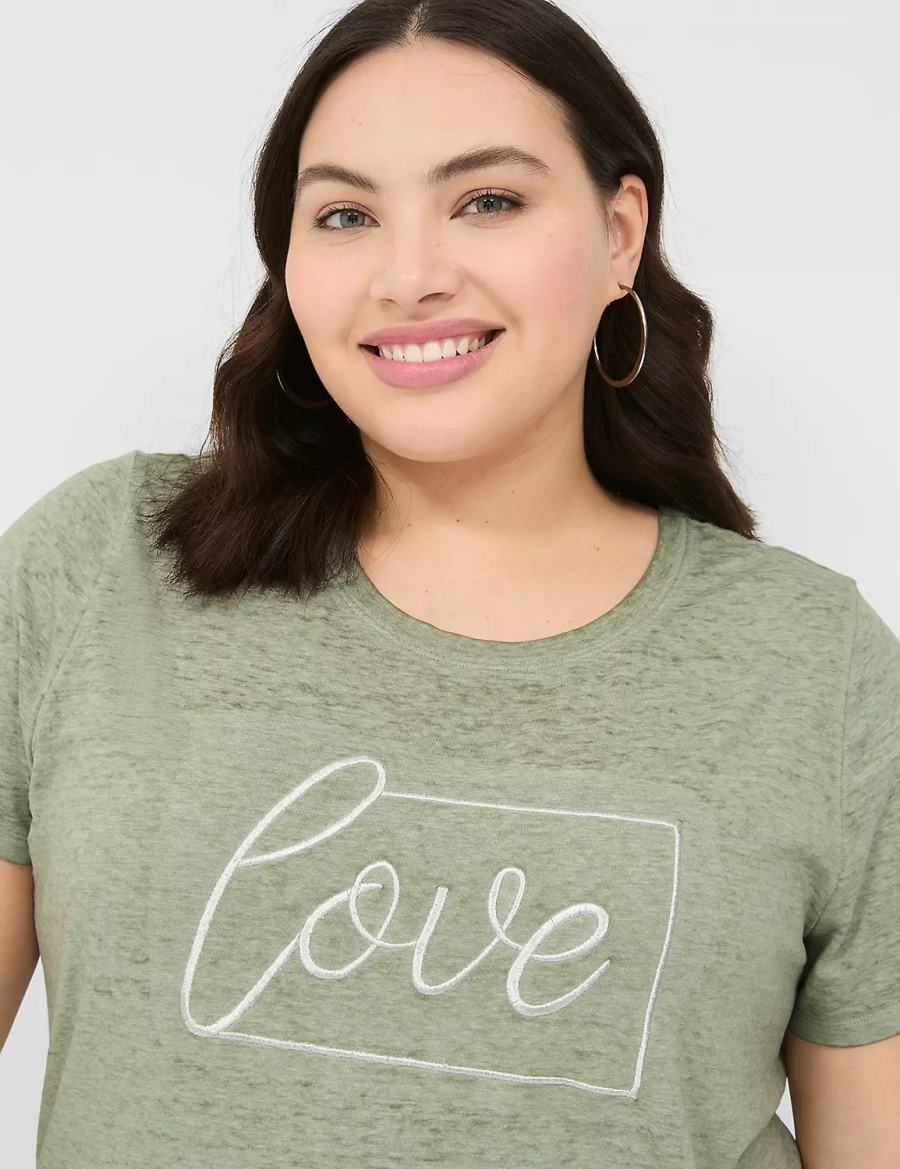 μπλουζακια γυναικεια Lane Bryant Love Graphic Tee Ελιά πρασινο | BSO7650GO