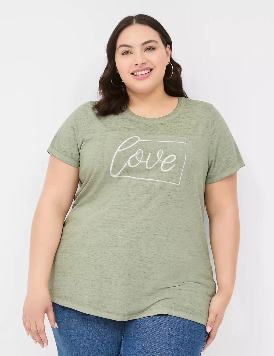 μπλουζακια γυναικεια Lane Bryant Love Graphic Tee Ελιά πρασινο | BSO7650GO