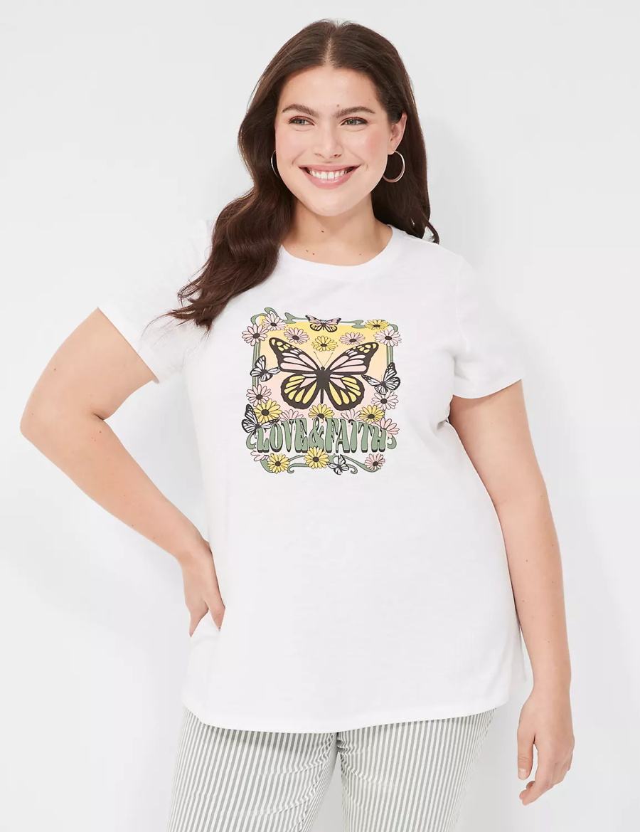 μπλουζακια γυναικεια Lane Bryant Love & Faith Graphic Tee ασπρα | SEH1725OB