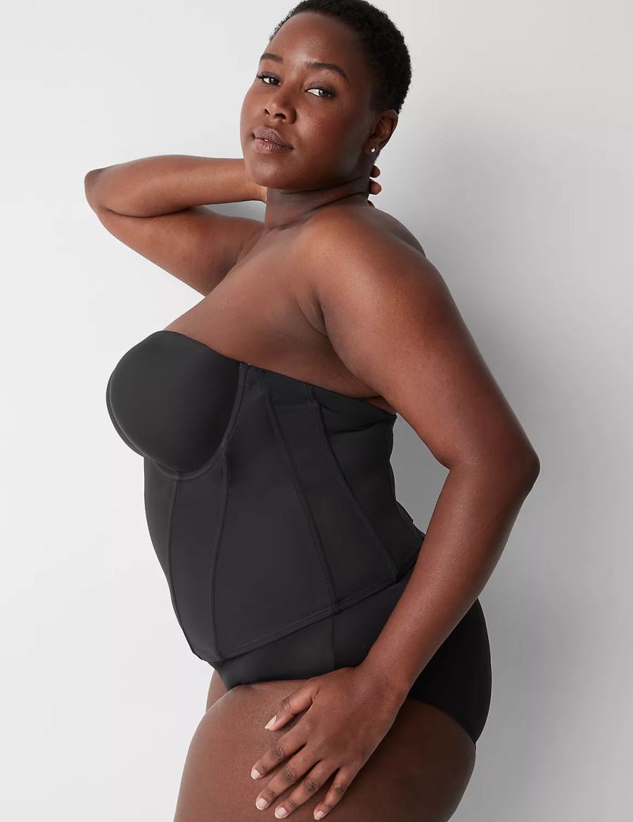 Μπραλέτες γυναικεια Lane Bryant Low-Back Multiway Bustier μαυρα | SPT5968RF