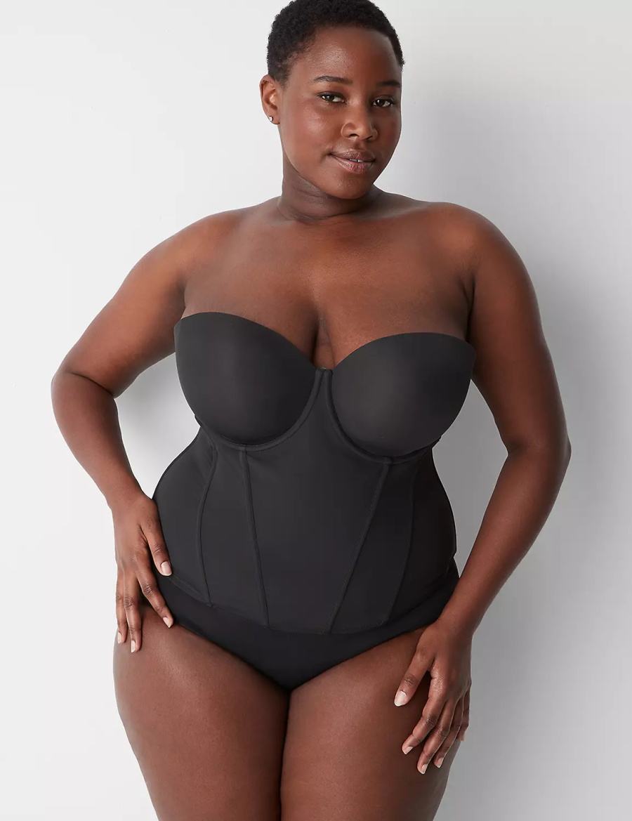 Μπραλέτες γυναικεια Lane Bryant Low-Back Multiway Bustier μαυρα | SPT5968RF