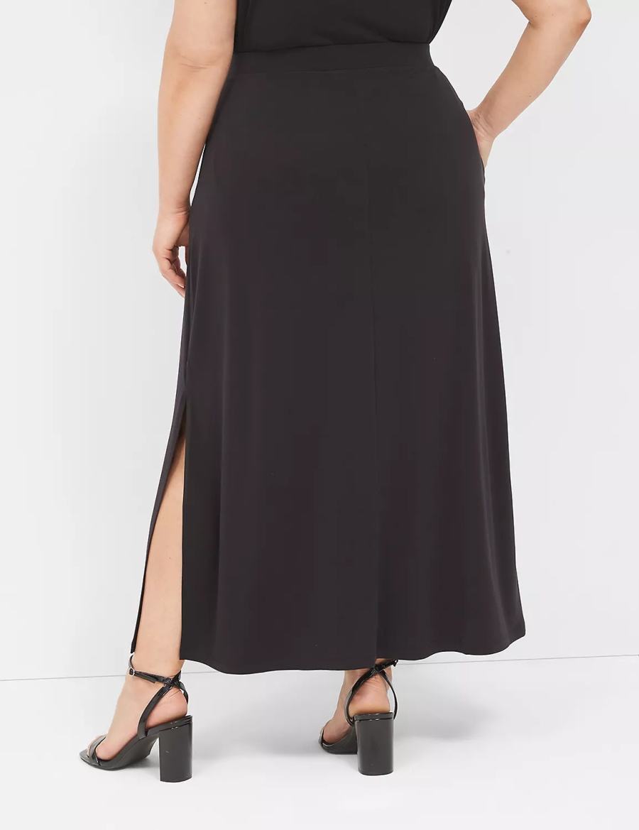 φουστεσ γυναικεια Lane Bryant Matte Jersey Side-Slit Maxi μαυρα | EOC8342RP