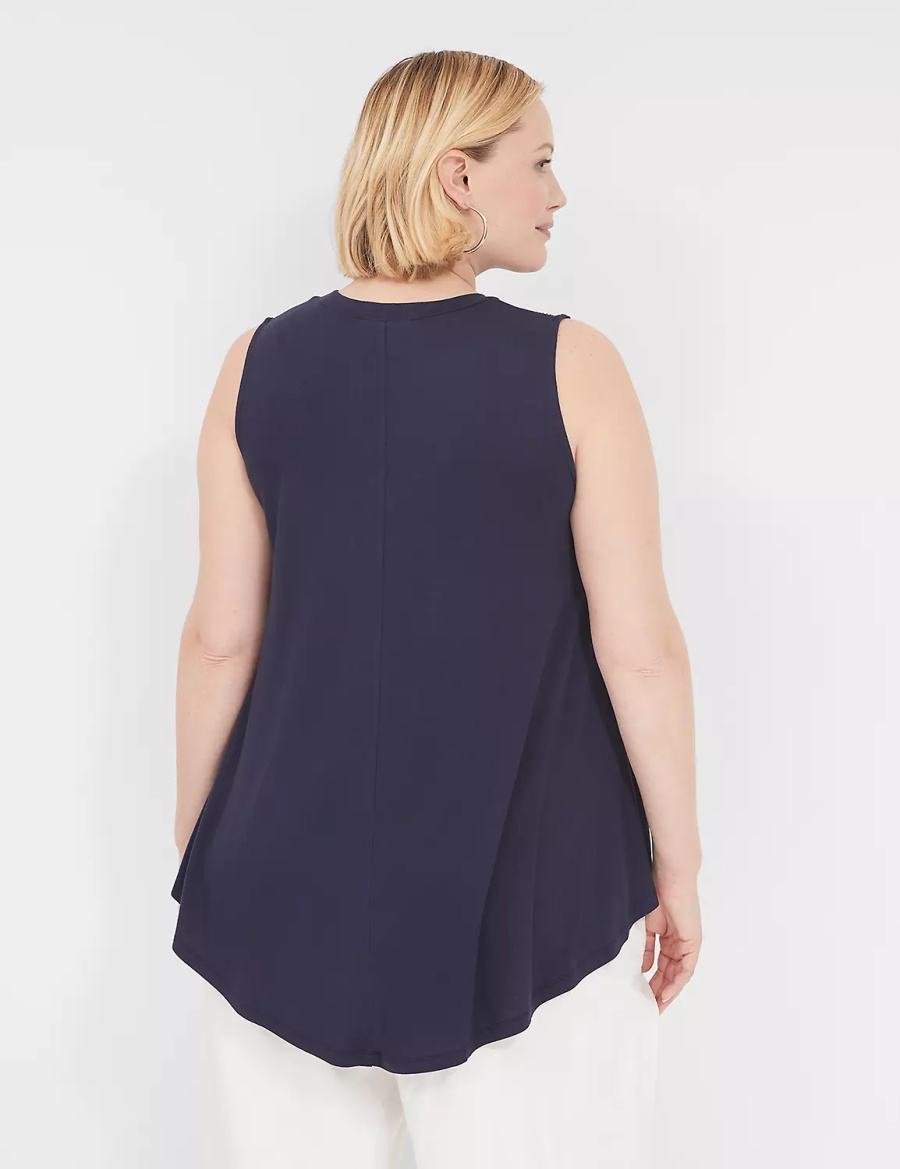 μπλουζακια γυναικεια Lane Bryant Max Swing High-Neck Smocked-Shoulder Tunic μπλε | KML2539DW