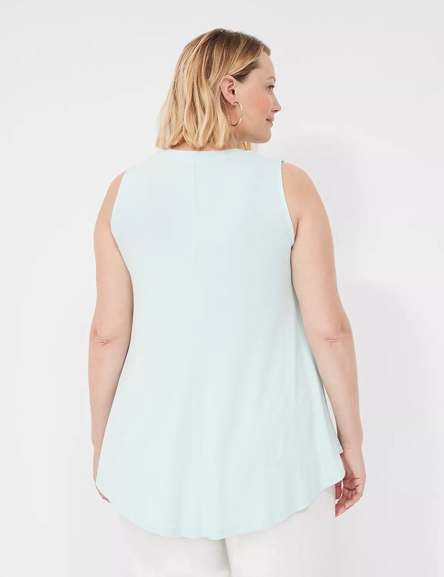 μπλουζακια γυναικεια Lane Bryant Max Swing High-Neck Smocked-Shoulder Tunic μπλε | WQM4558GN