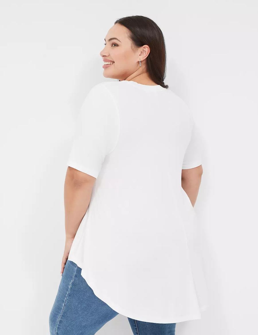 μπλουζακια γυναικεια Lane Bryant Max Swing Perfect Sleeve Crew-Neck Tee ασπρα | XVS2370QX