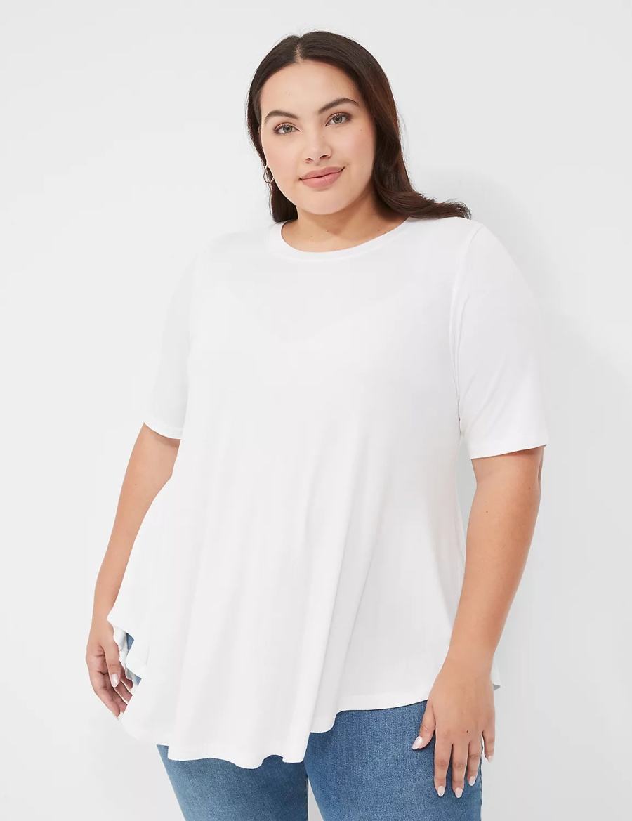 μπλουζακια γυναικεια Lane Bryant Max Swing Perfect Sleeve Crew-Neck Tee ασπρα | XVS2370QX