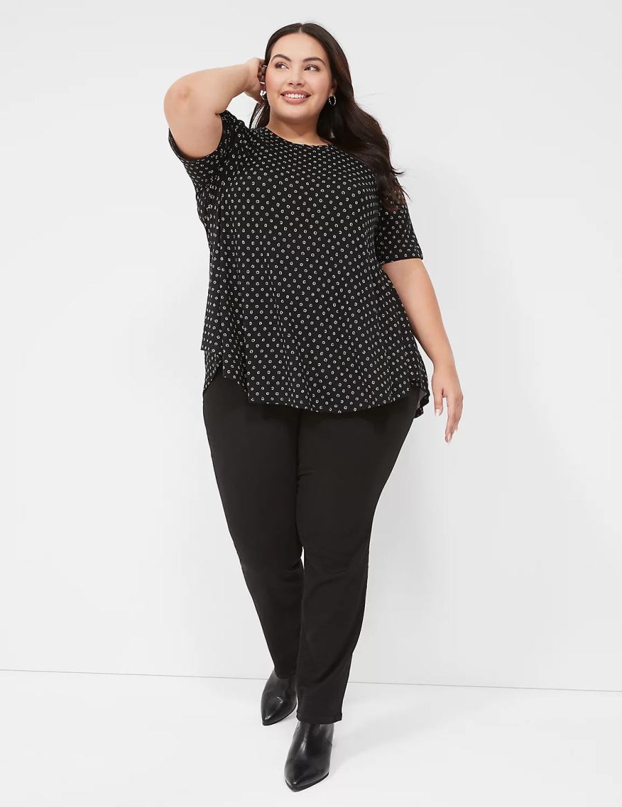 μπλουζακια γυναικεια Lane Bryant Max Swing Perfect Sleeve Crew-Neck Tee μαυρα | UGZ9282UT