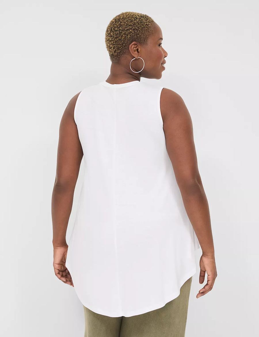 μπλουζακια γυναικεια Lane Bryant Max Swing Sleeveless High-Neck Tunic ασπρα | GER3353EA