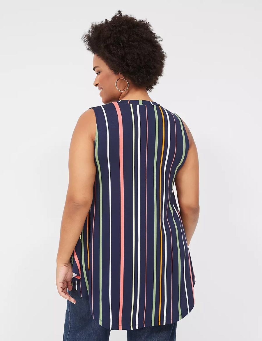 μπλουζακια γυναικεια Lane Bryant Max Swing Sleeveless High-Neck Tunic σκουρο μπλε | BPV9741GZ